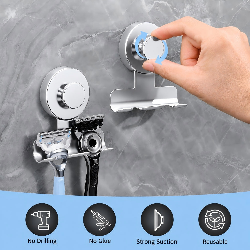 Suction Cup Razor Holder - Black Finish, 2 Pack