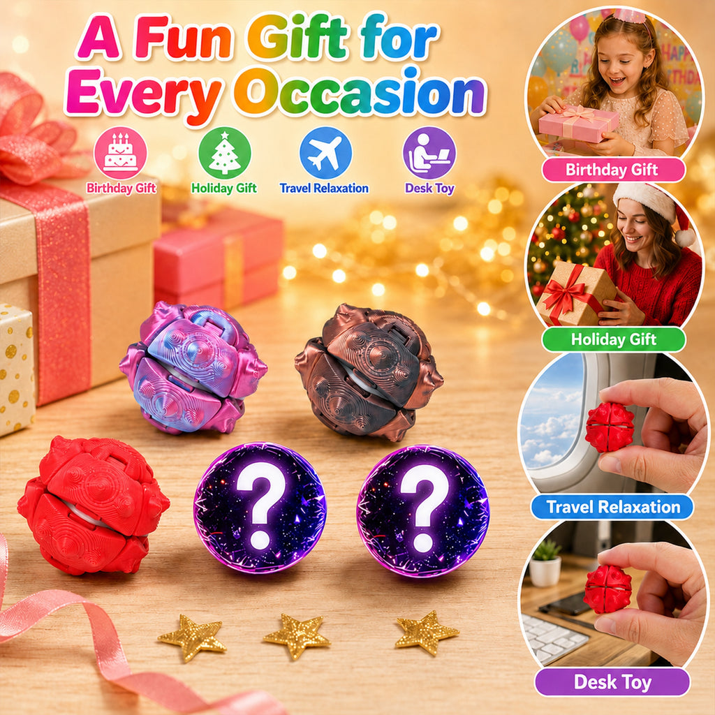 5PCS 3D Printed Textured Fidget Ball Set, Squeeze & Rebound Stress