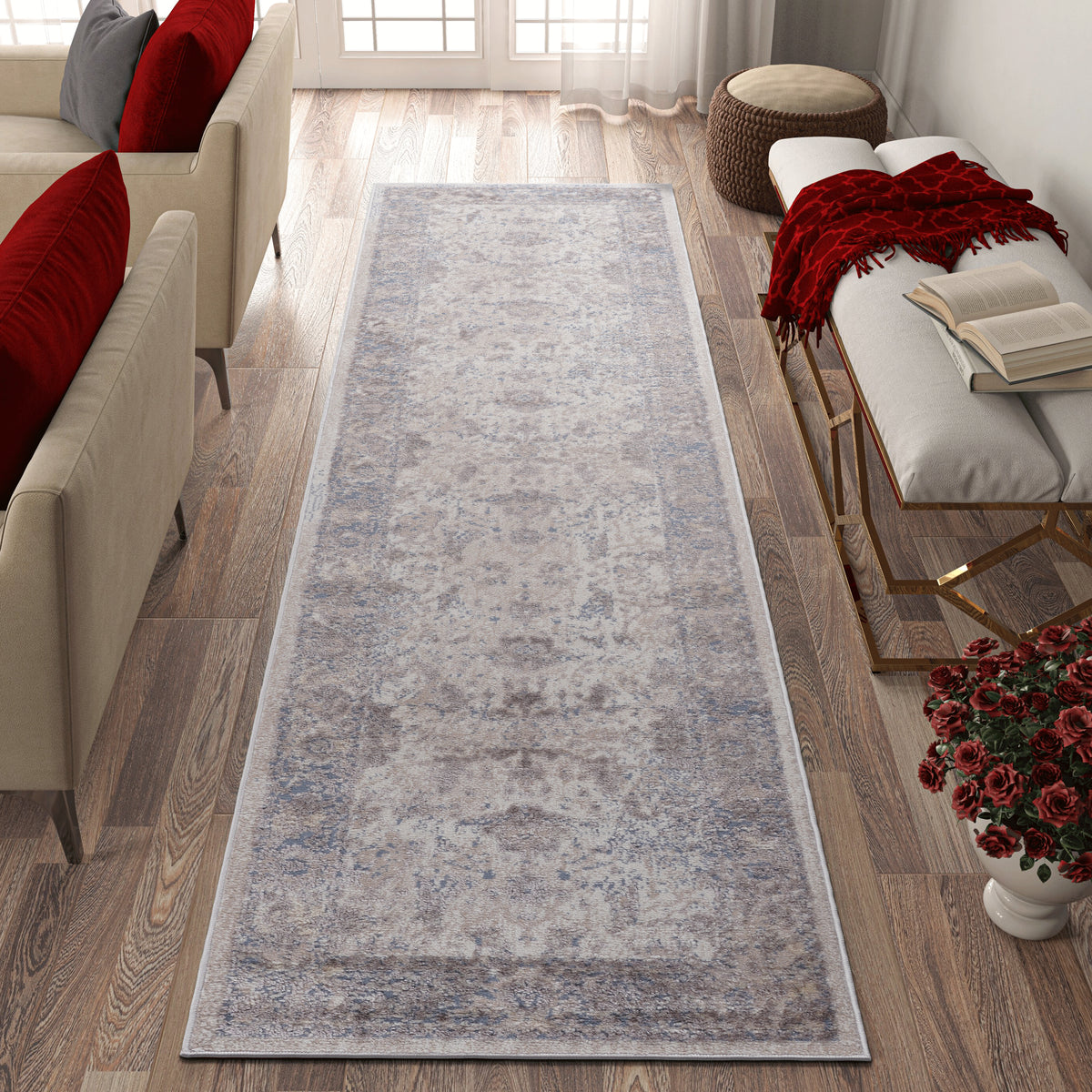 Payas 2X8 Brown Beige Traditional Runner Rug