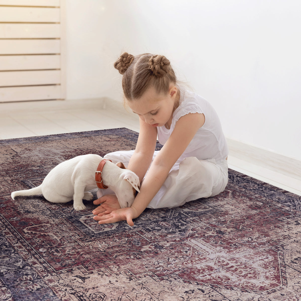 Maval Burgundy Washable Rug 2' X 3' Doormat Rug Burgundy, 2' X 3'