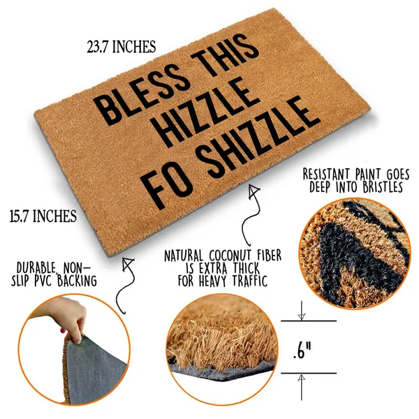 Bless This Hizzle Fo Shizzle Heavy-duty Coconut Coir Doormat - Non-slip
