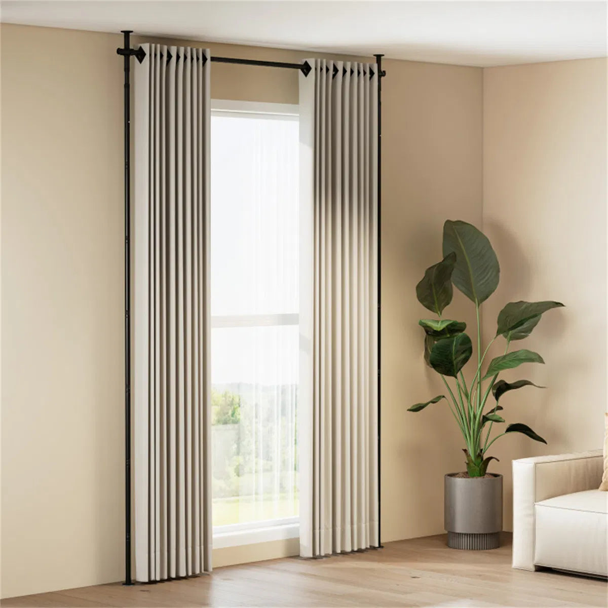 Room Divider Curtain Rod, Adjustable 28"-72"W X 4-10 Ft H Heavy-duty