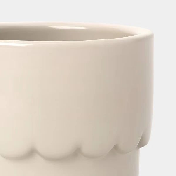 Ceramic Modern Outdoor Planter – Cream, 4"x3.875" For Plants
