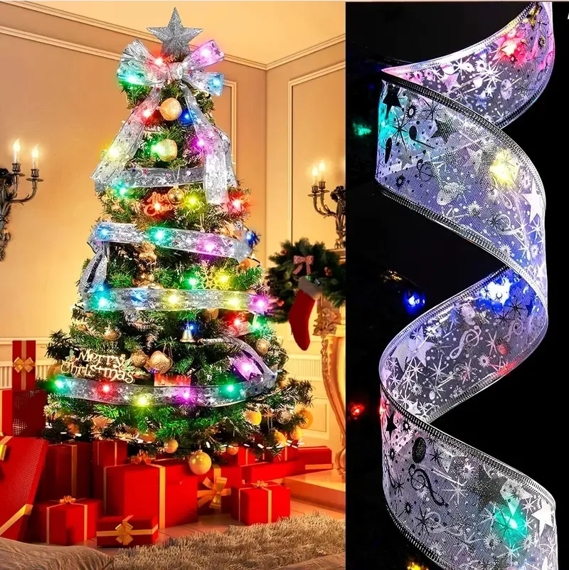 A Christmas Tree With 32 Feet Of Ribbon