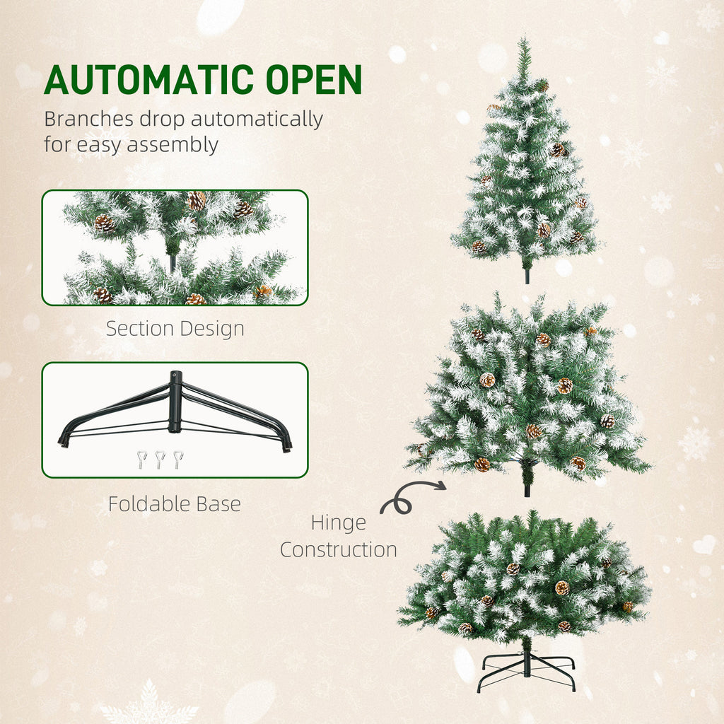 6ft Unlit Snow-dusted Full Fir Artificial Christmas Tree With Realistic