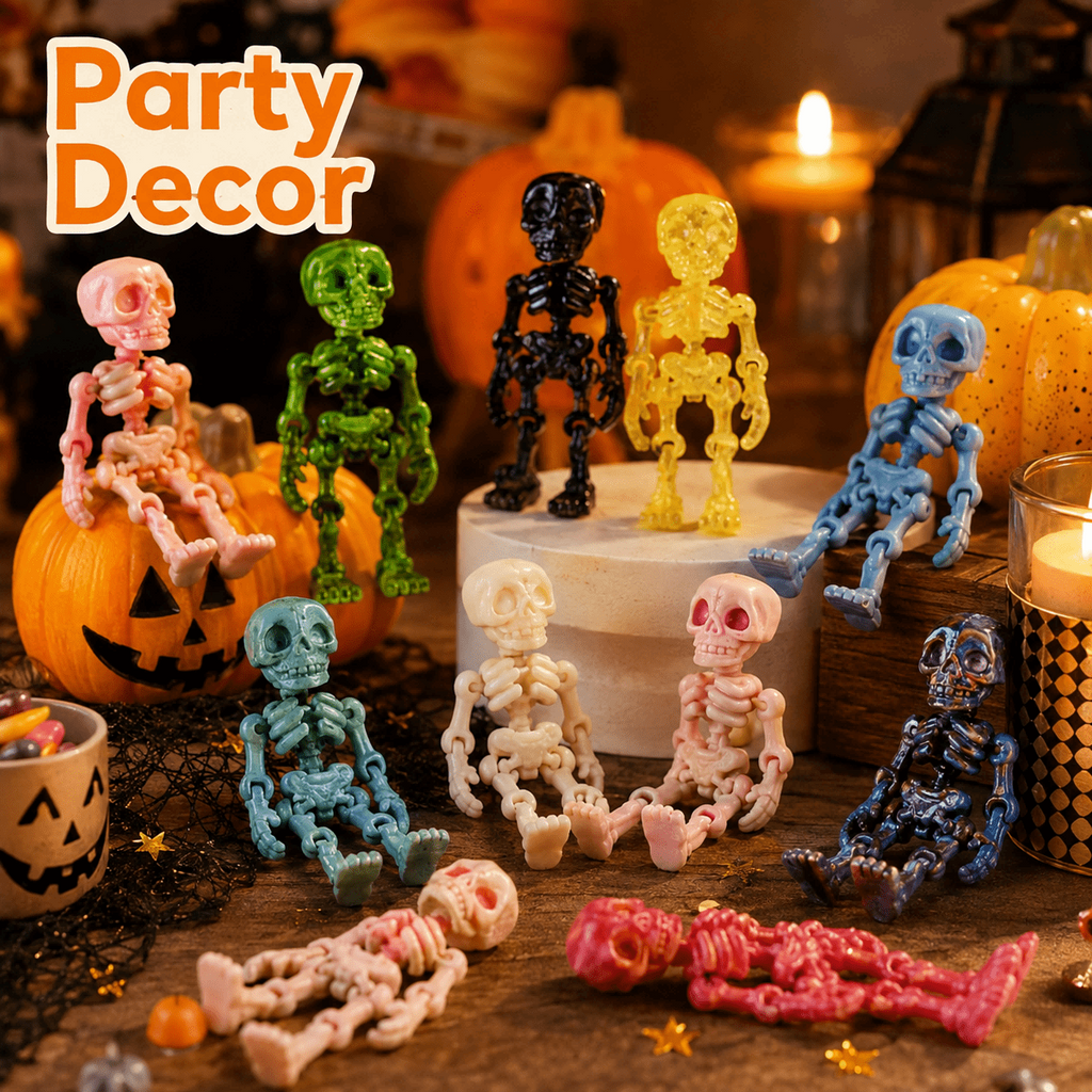Halloween Mini Skeleton Figurines 30PCS 60PCS, Random Colors