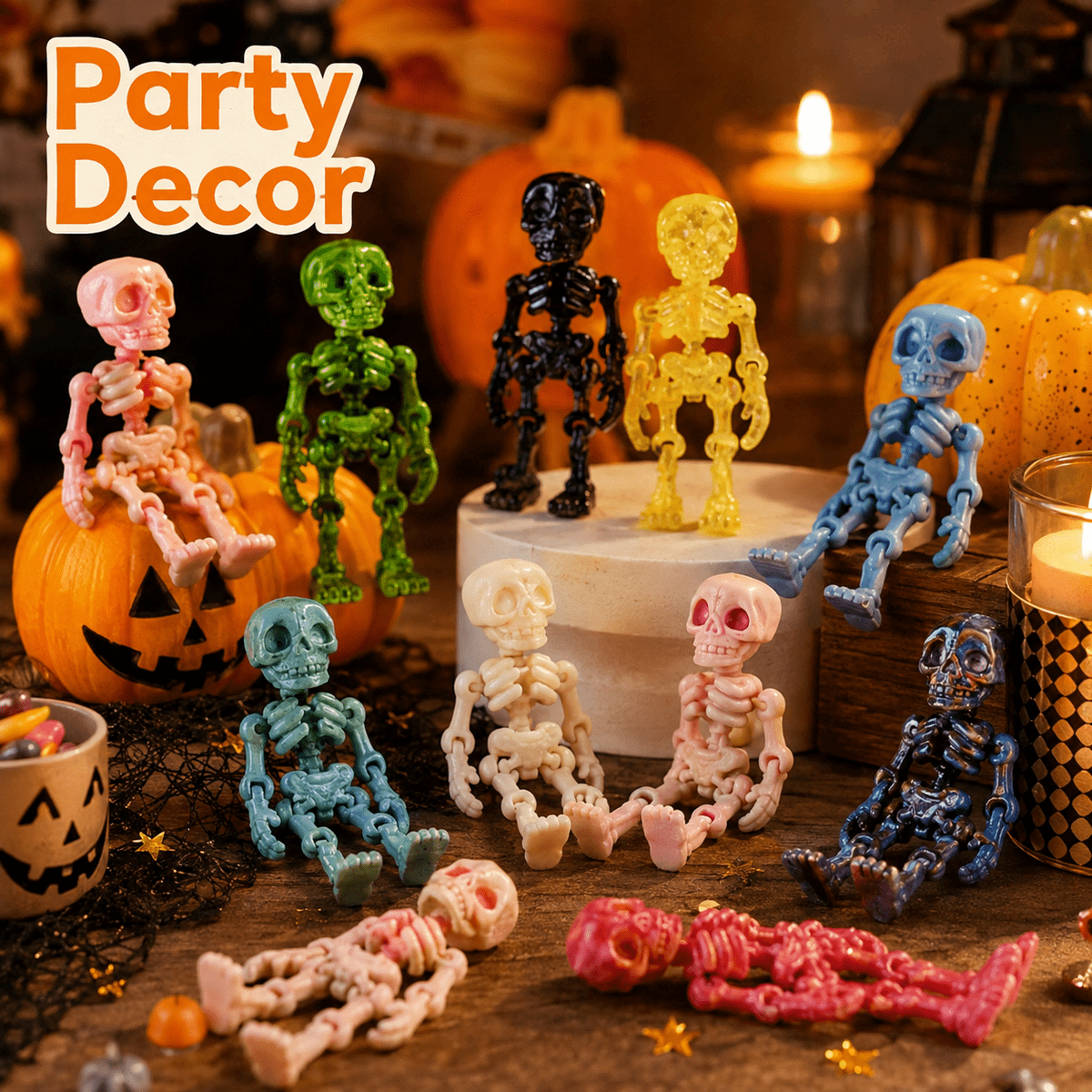 Halloween Mini Skeleton Figurines 30PCS 60PCS, Random Colors
