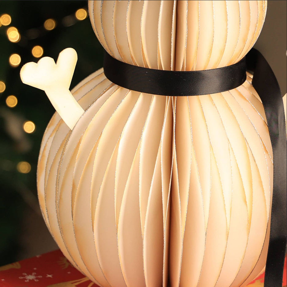 Honeycomb Handmade Paper Snowman -white-festive