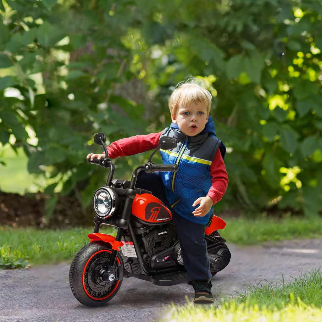 6V Kids Motorcycle W/ Training Wheels, Single-button Start, Blue