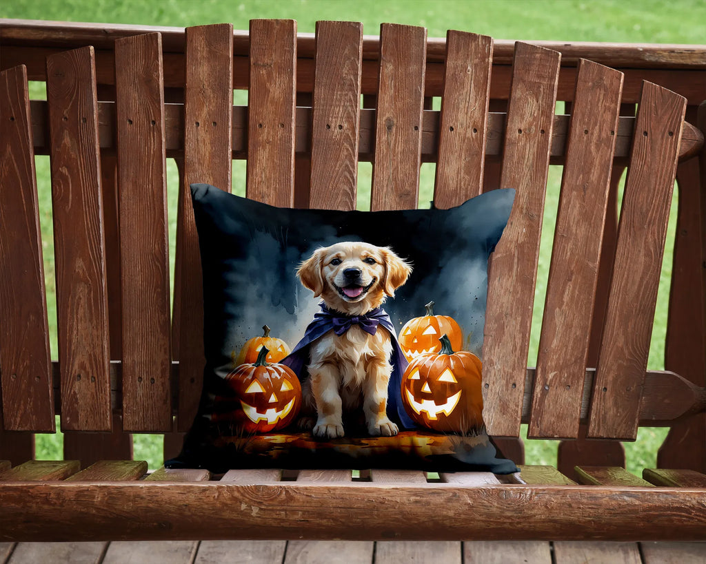 Golden Retriever Puppy Halloween Throw Pillow Machine Washable, Indoor