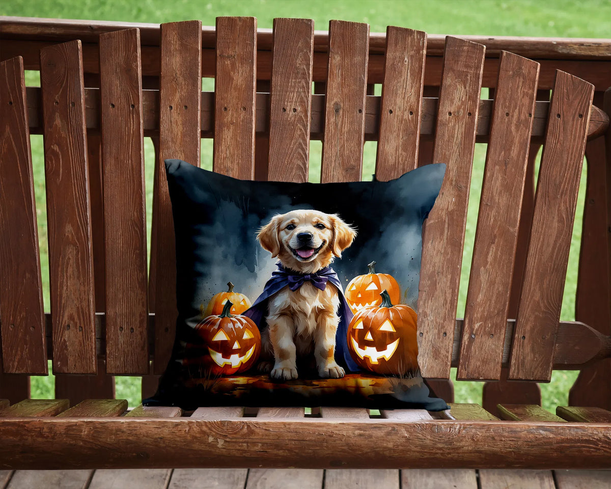 Golden Retriever Puppy Halloween Throw Pillow Machine Washable, Indoor