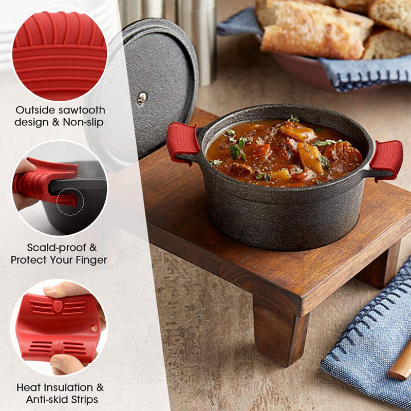 High-temperature Resistant And Anti Slip Pot Ear Clip -red 3pcs