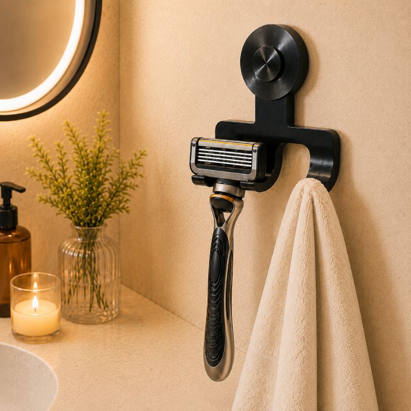 Suction Cup Razor Holder - Black Finish, 2 Pack