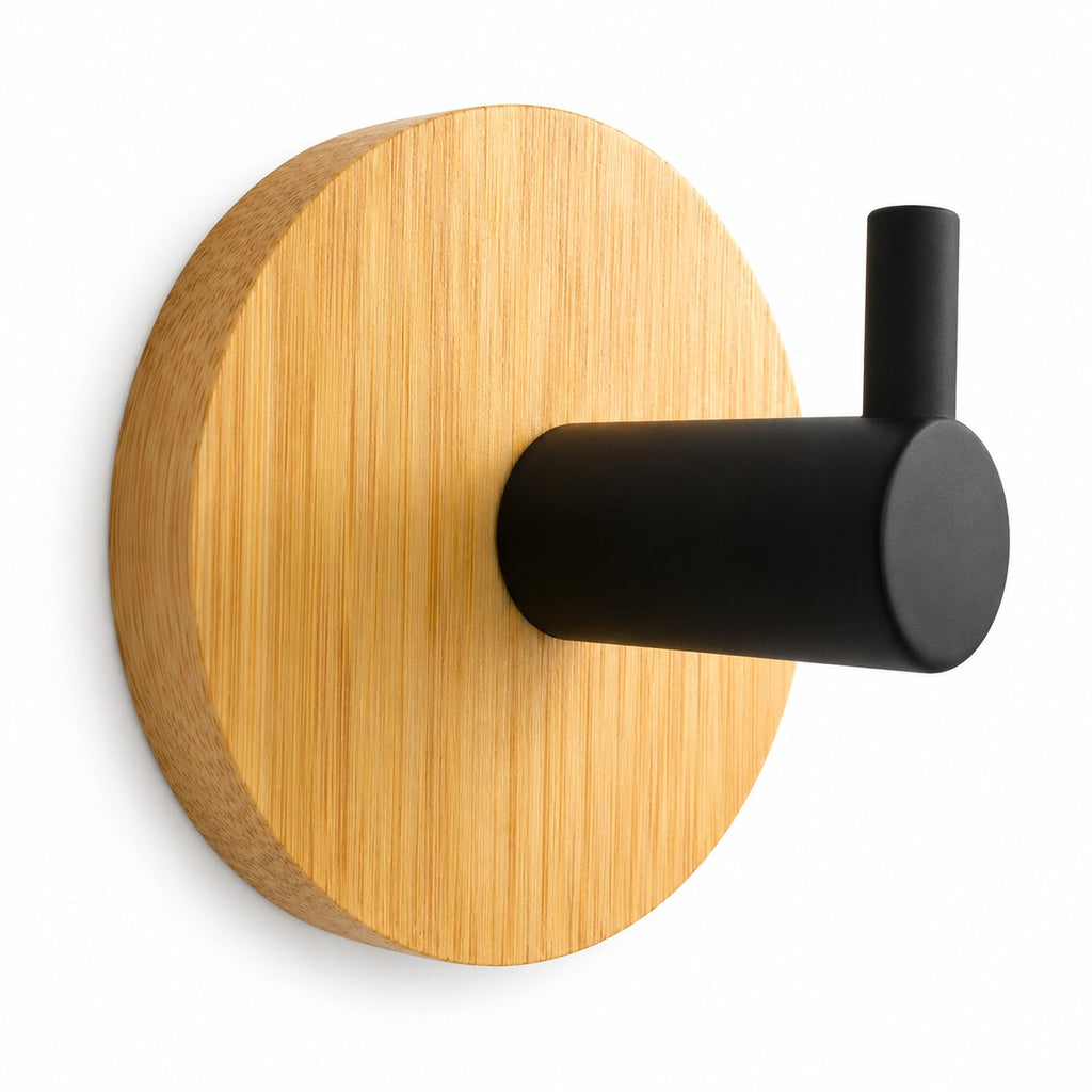 Bamboo Wood Hook - Black, 2 Pack