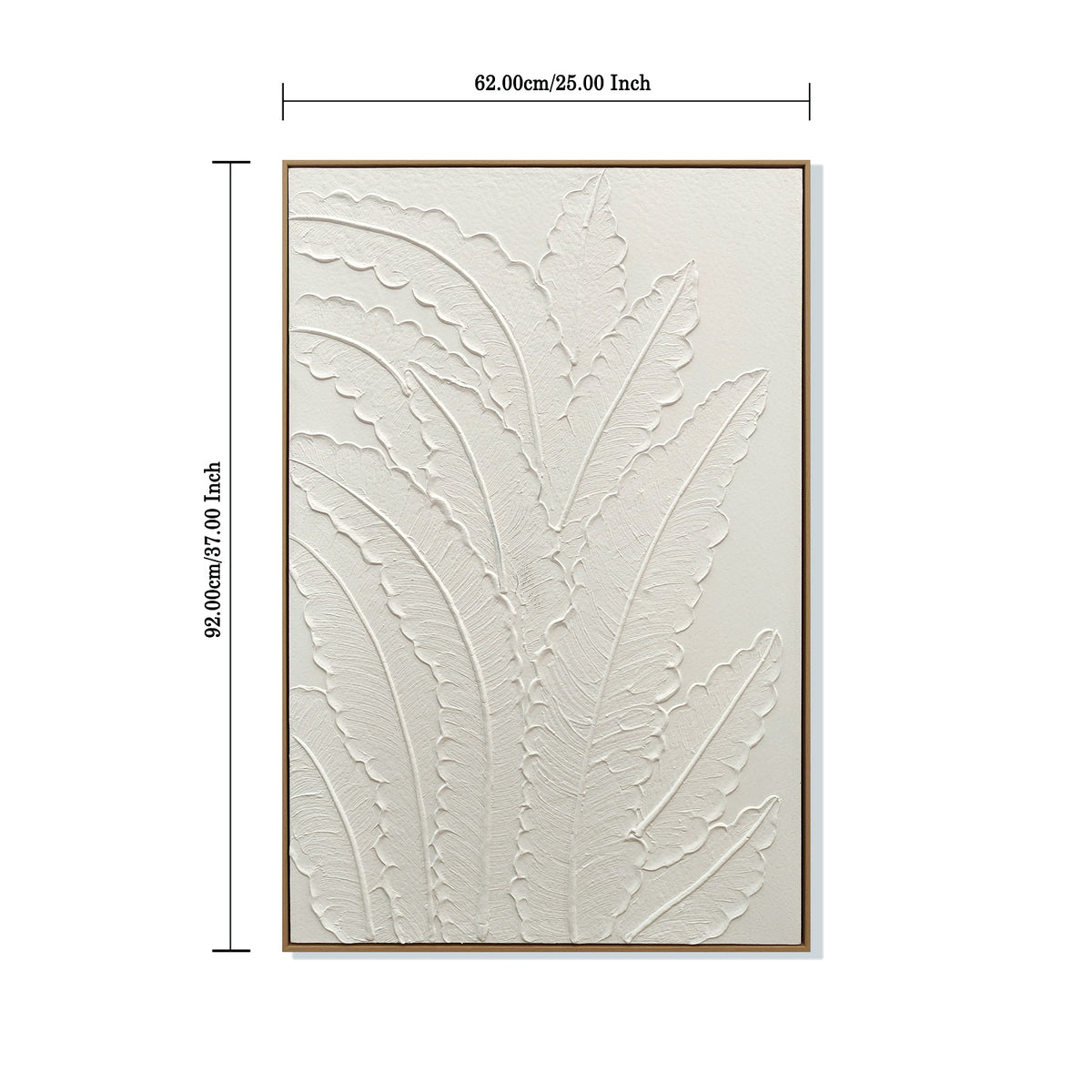 24x36 Framed Botanical Leaf Wall Art, Antique White Thick Textured