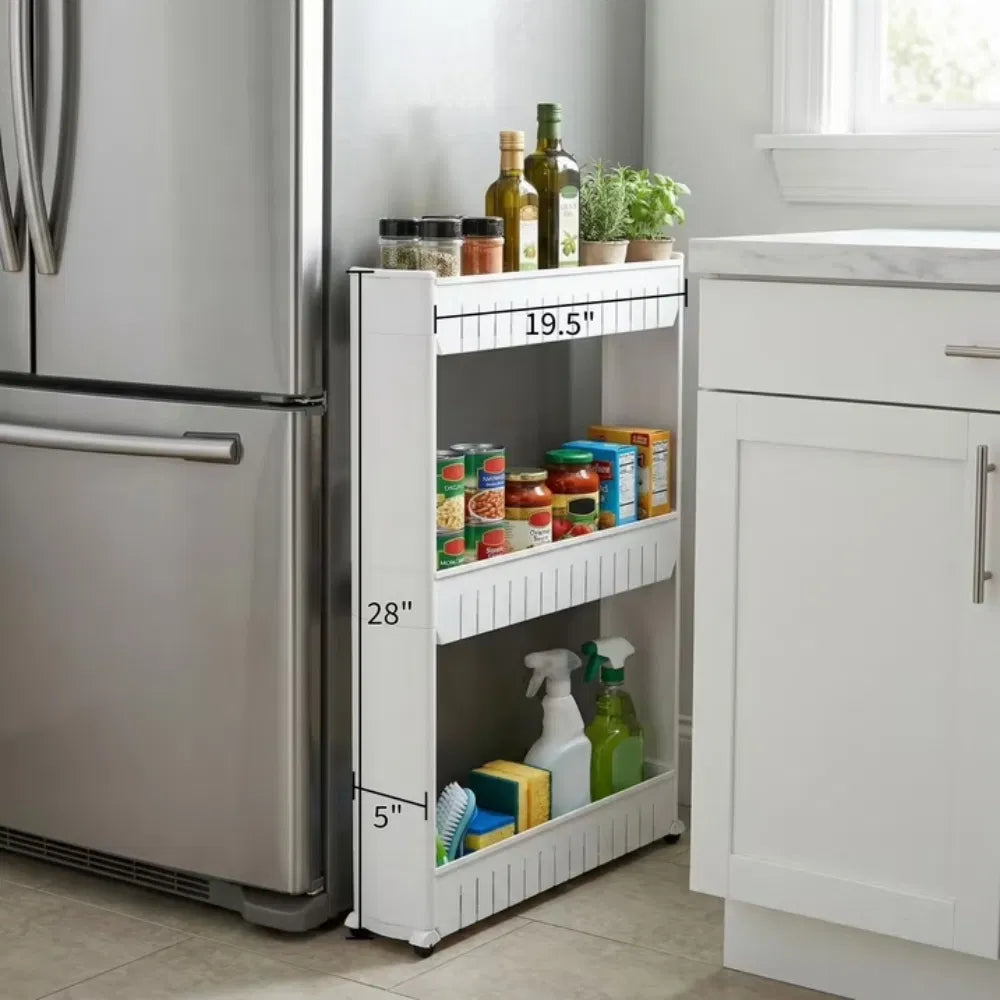3-Tier Rolling Cart For Kitchens And Laundry Rooms