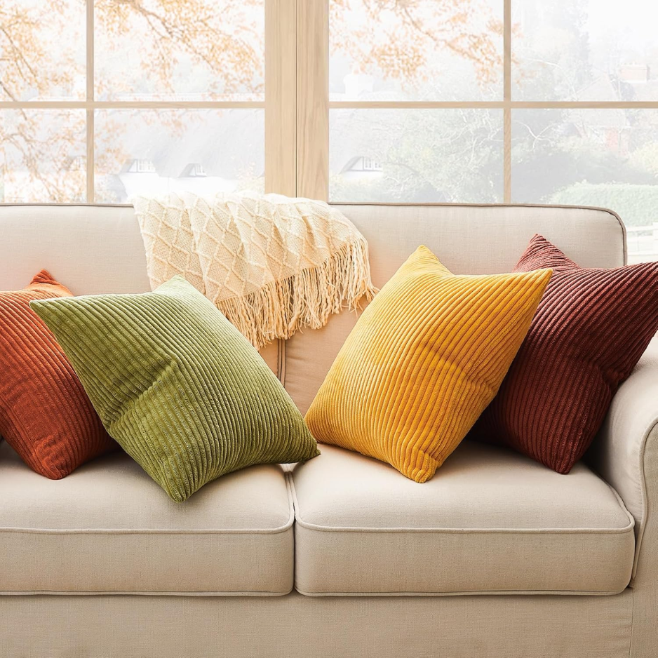Fall Burnt Orange Decorative Throw Pillows Covers 18x18 Inch Set Of 4