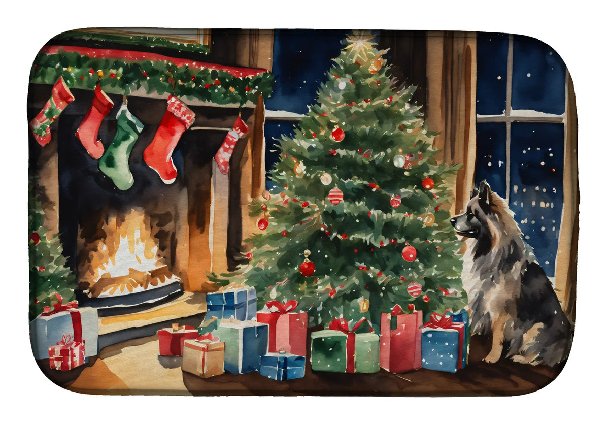 Keeshond Cozy Christmas Dish Drying Mat Absorbent Dish Drying Mat Pad