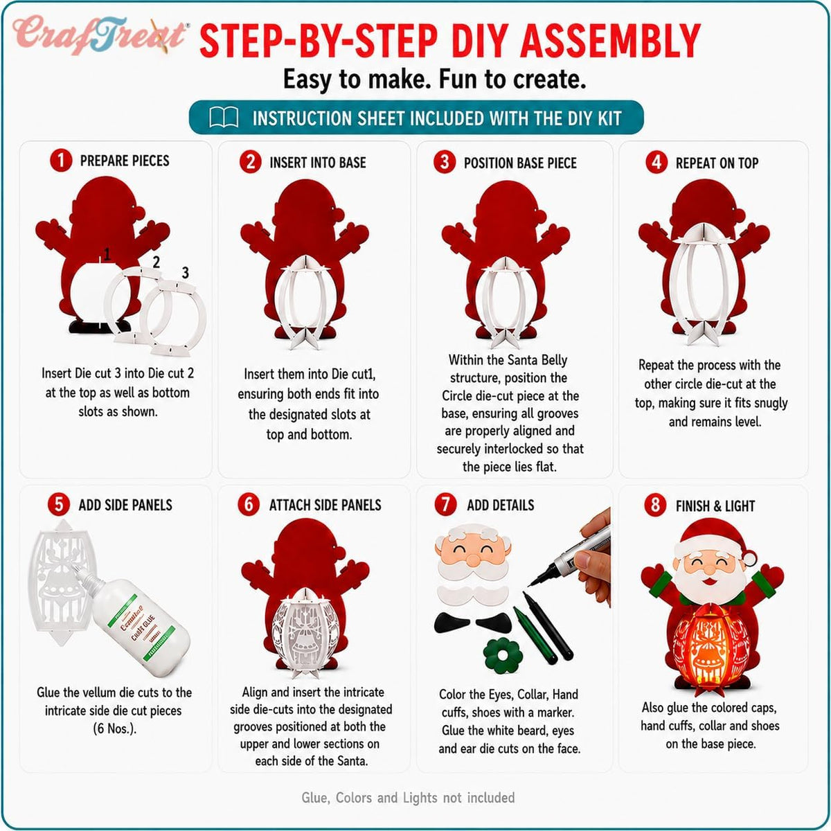 Santa Paper Lantern DIY Christmas Craft Kit, Reusable Hanging Holiday