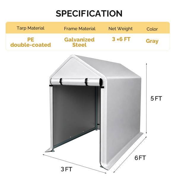 3x6 FT Storage Shed, Heavy Duty Bike Tent