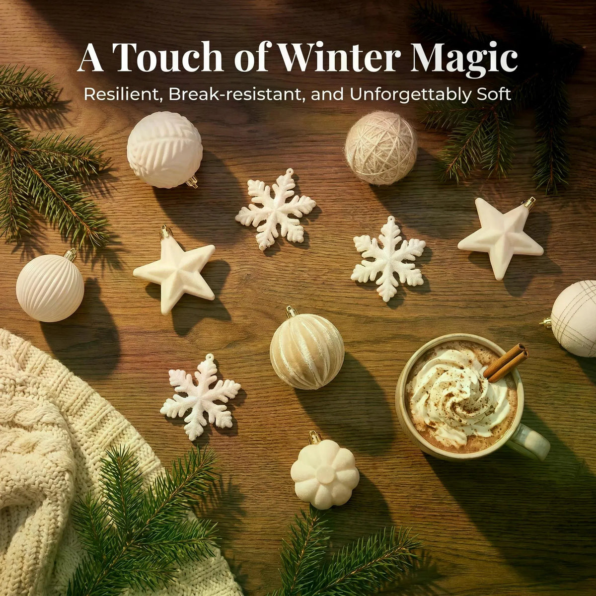 38-Piece Velvet Ornament Set with Poinsettias and Stars