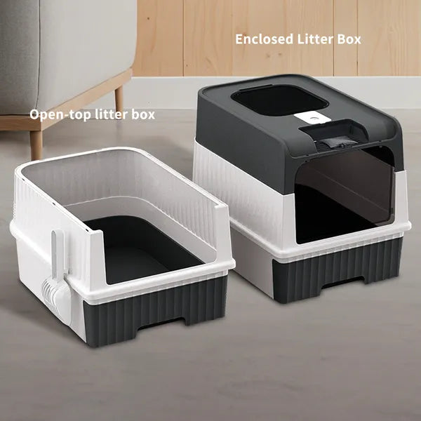 Fully Enclosed Magic Cube Litter Box, Top&front Entry, Pull-out Drawer