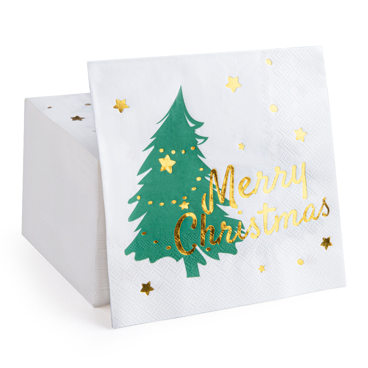 80 Pcs Christmas Napkins, Disposable Printed Xmas Tree Cocktail Napkins