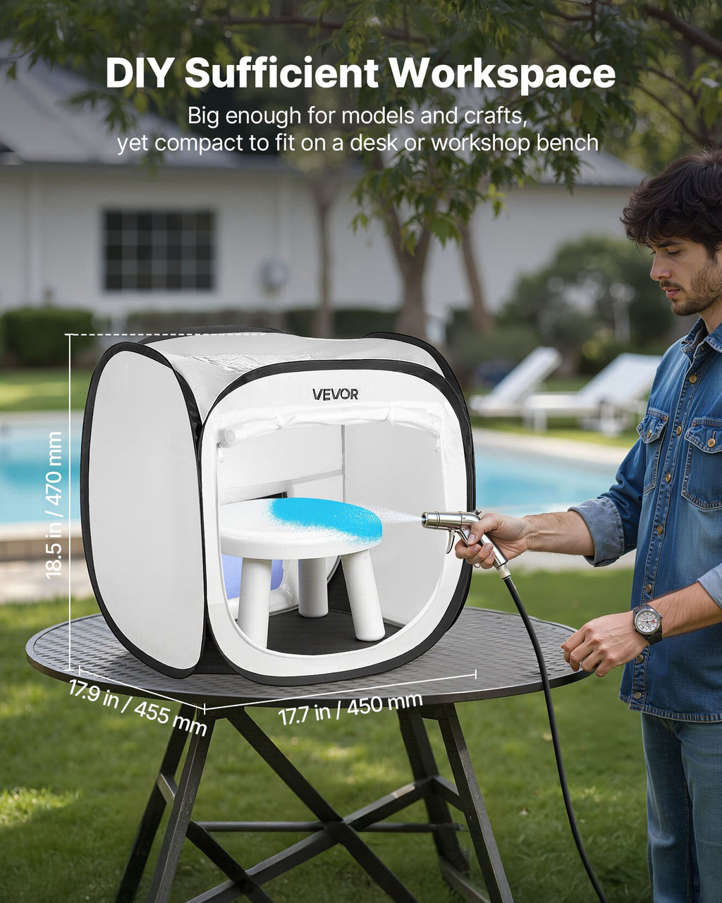 Portable Paint Booth Tent, 15.94 X 15.94 X 16.9 Inch Pop-up Portable