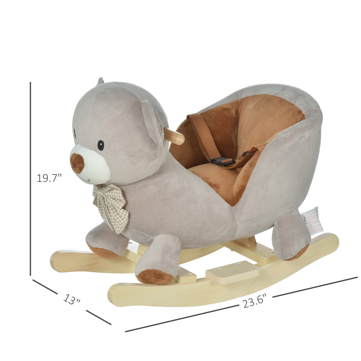 Bear-shaped Kids Rocking Horse With Sound For 18-36 Months, Gray