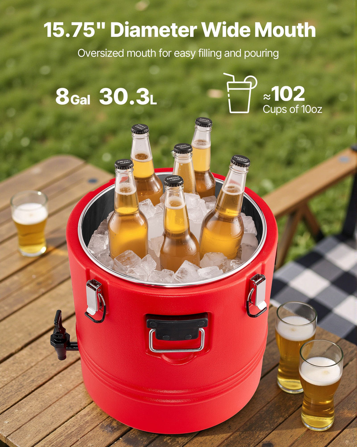 Insulated Beverage Dispenser For And Cold Drinks 8 Gal/30L Cooler Jug