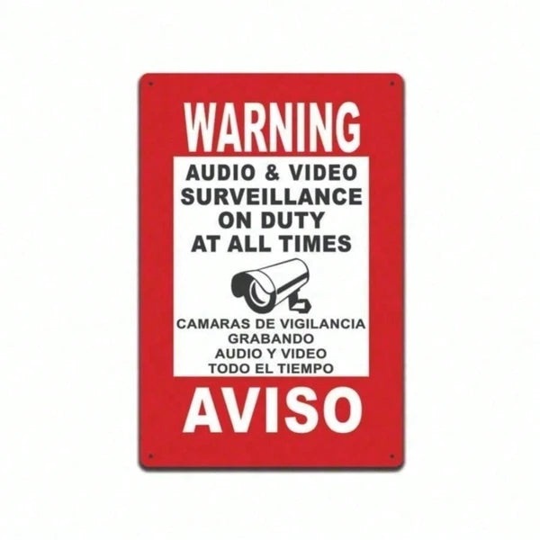 Home Security Warning Sign CCTV Surveillance Bilingual Spanish English