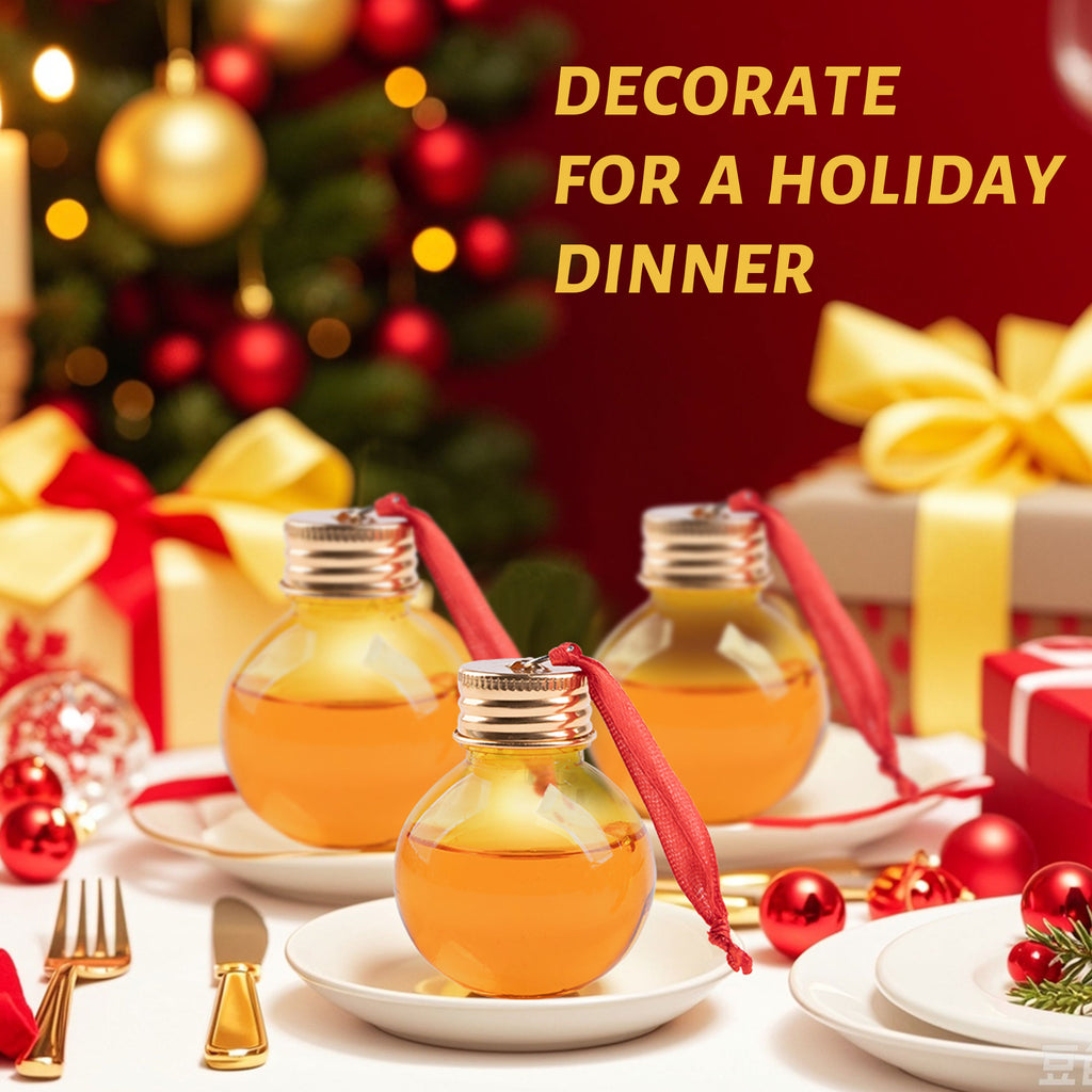 6Pcs Christmas Fillable Clear Ornaments Drink Balls, 50ml Plastic