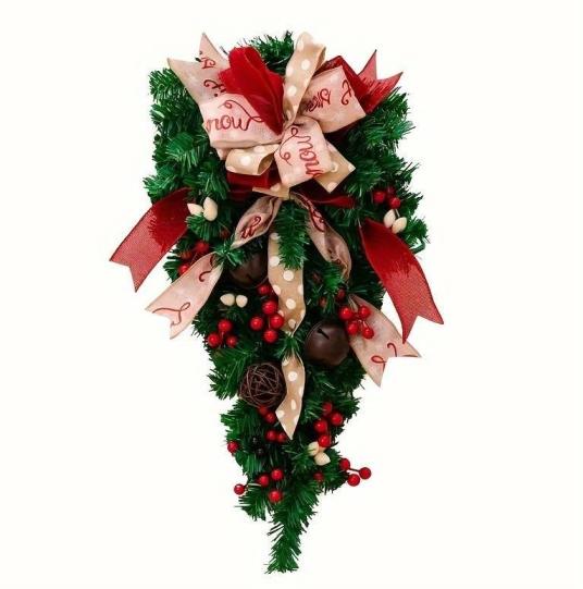 Candy Cane Teardrop Christmas Wreath, 24 in