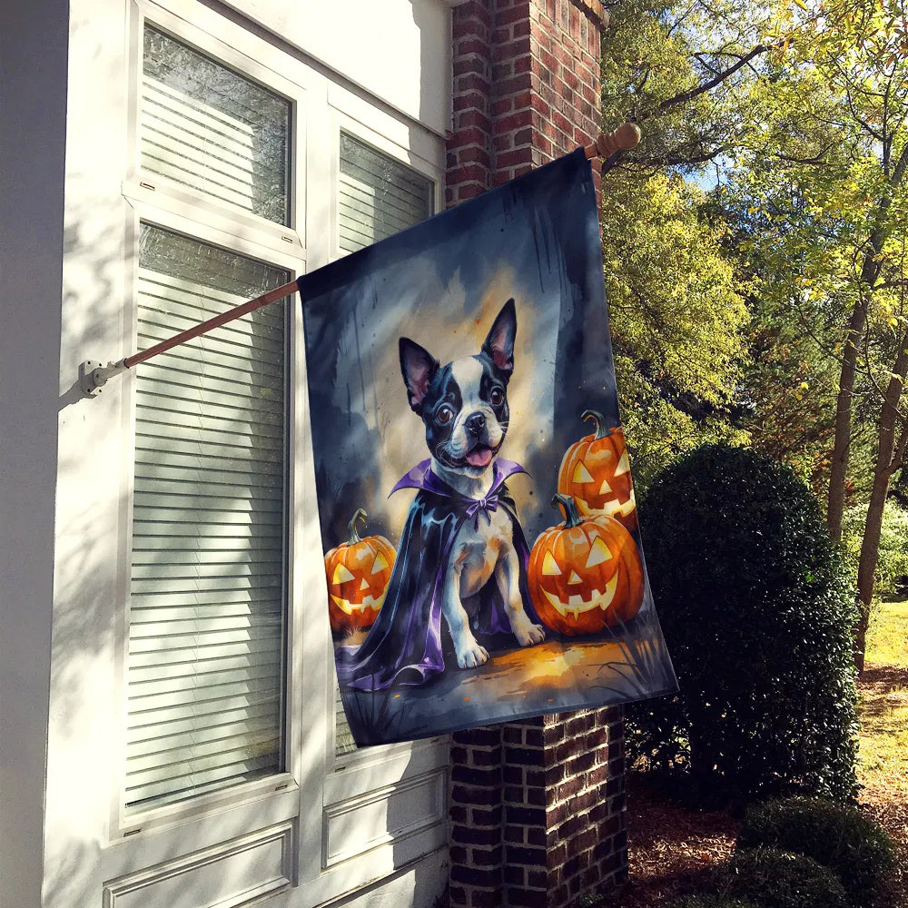 Boston Terrier Puppy Halloween House Flag Large Porch Sleeve Pole