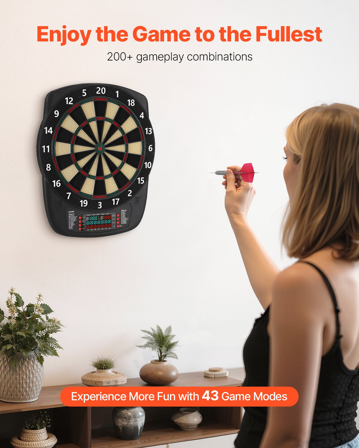 Electronic Dart Board, 13.5" Target Dartboard With 43 Games & 200+