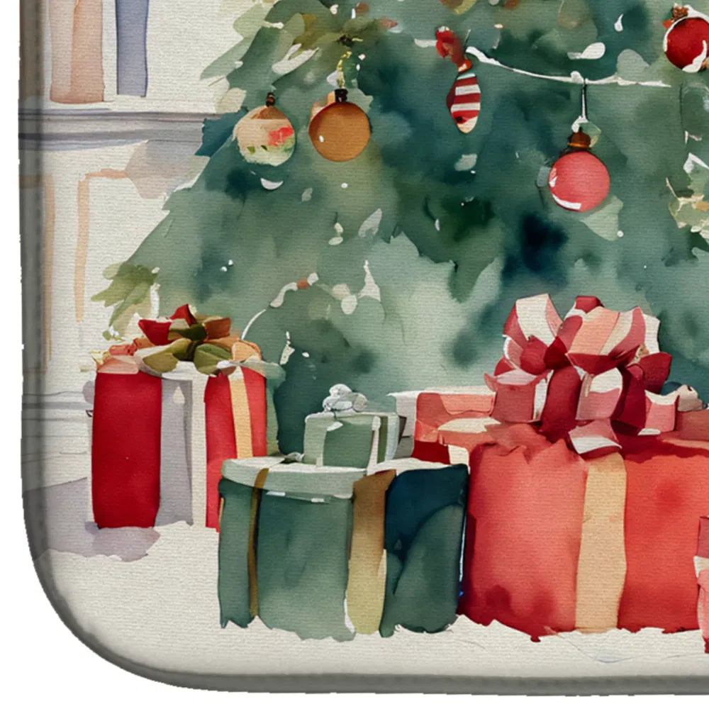 Golden Retriever Cozy Christmas Dish Drying Mat Absorbent Dish Drying