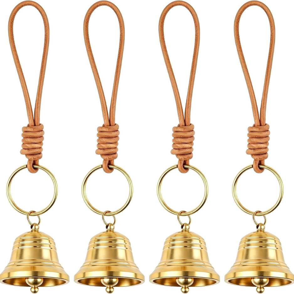 4PCS Small Brass Hanging Bells, Vintage Christmas Door Knob Bells