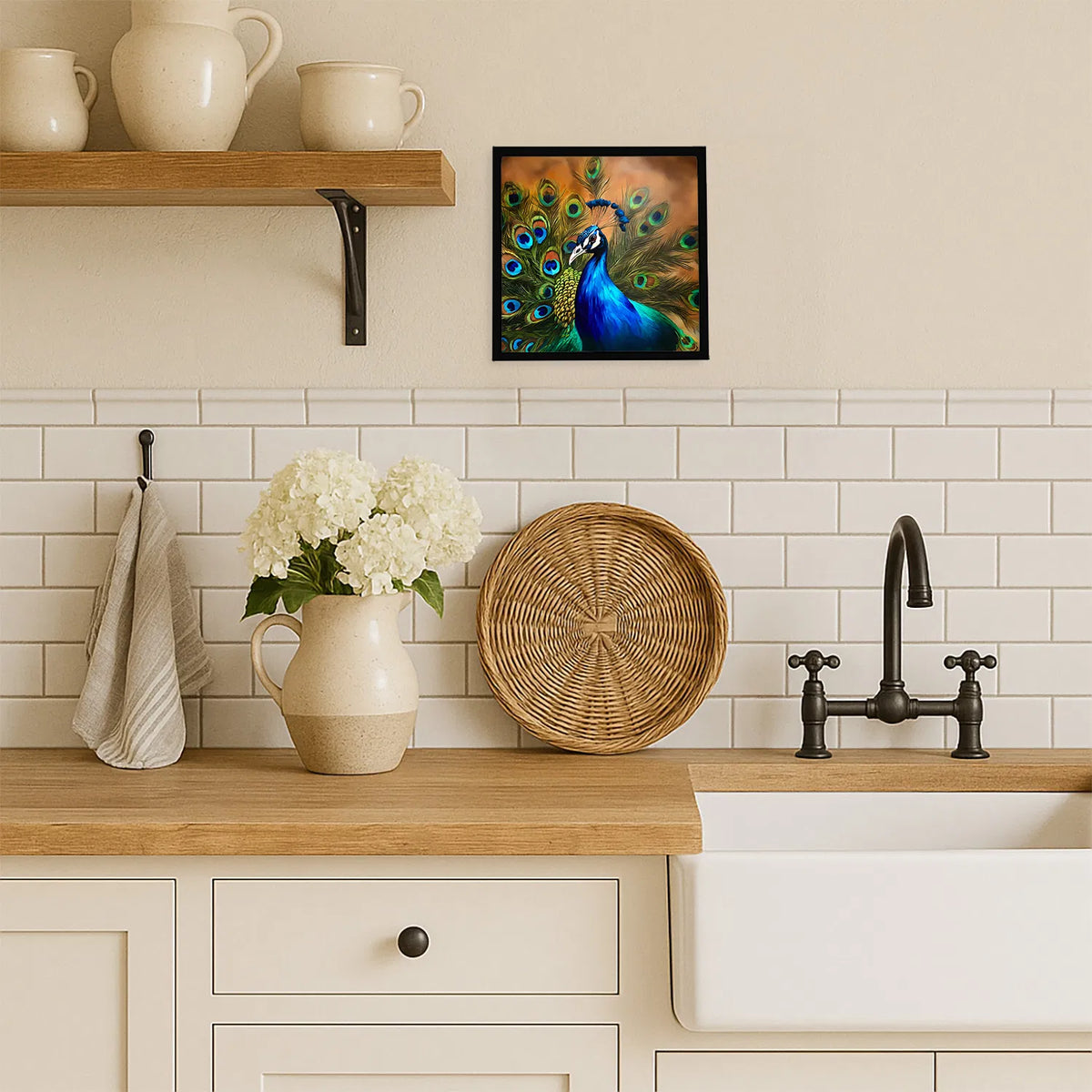 Peacock Framed Metal Print Bathroom, Kitchen, Office, Home Decor Wall