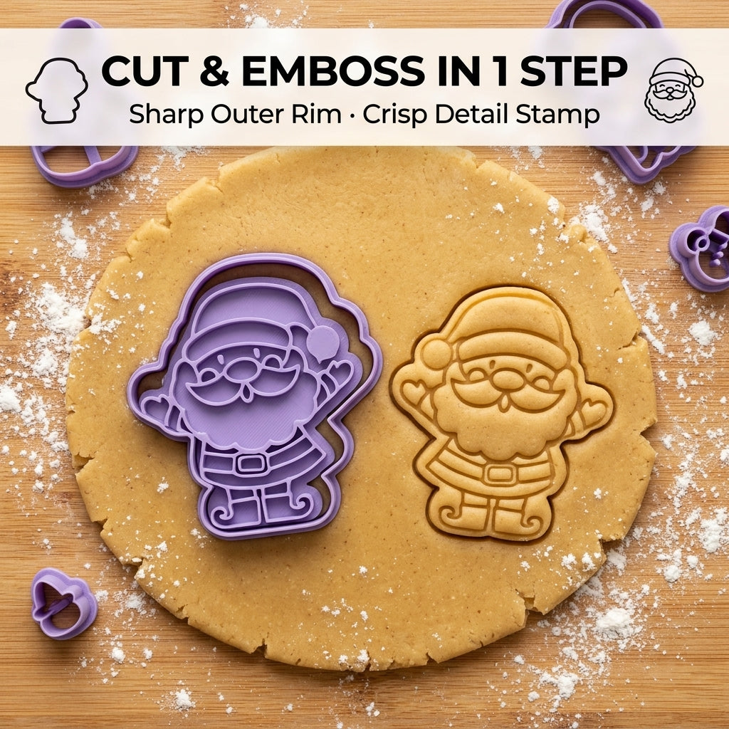 Christmas Cookie Cutters, 8-Piece 3D Printed Holiday Cookie Stamp Set