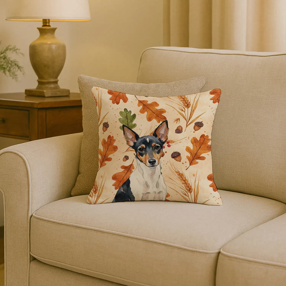 Toy Fox Terrier Heirloom Fall Throw Pillow Decorative Indoor Outdoor