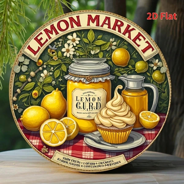 1pc Vintage Lemon Tin Sign 20x20cm, "" Tin Sign 20x20cm, 20x20cm, Retro