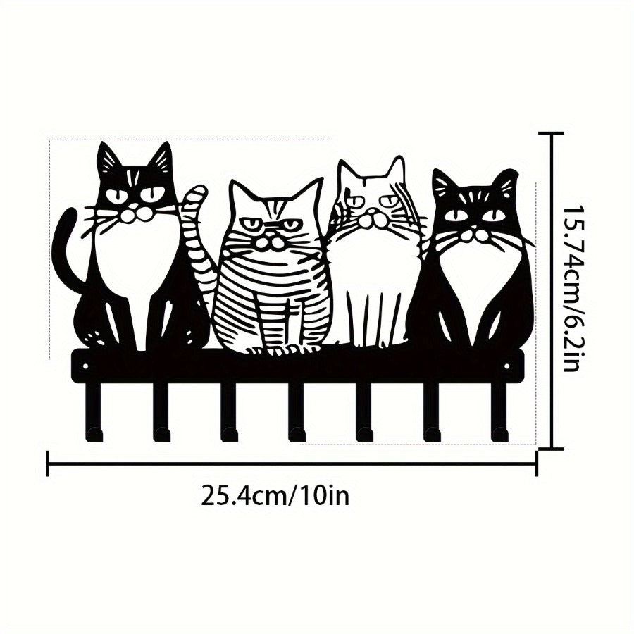Adorable Cat Wall Hooks Set - Cute & Practical Kitty Decor For Farmhouse