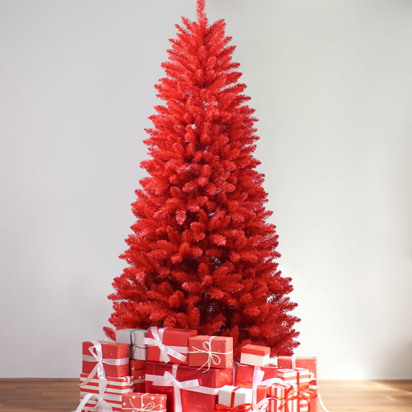 Artificial 5ft Red Christmas Tree With 624 PVC Branch Tips, Hinged
