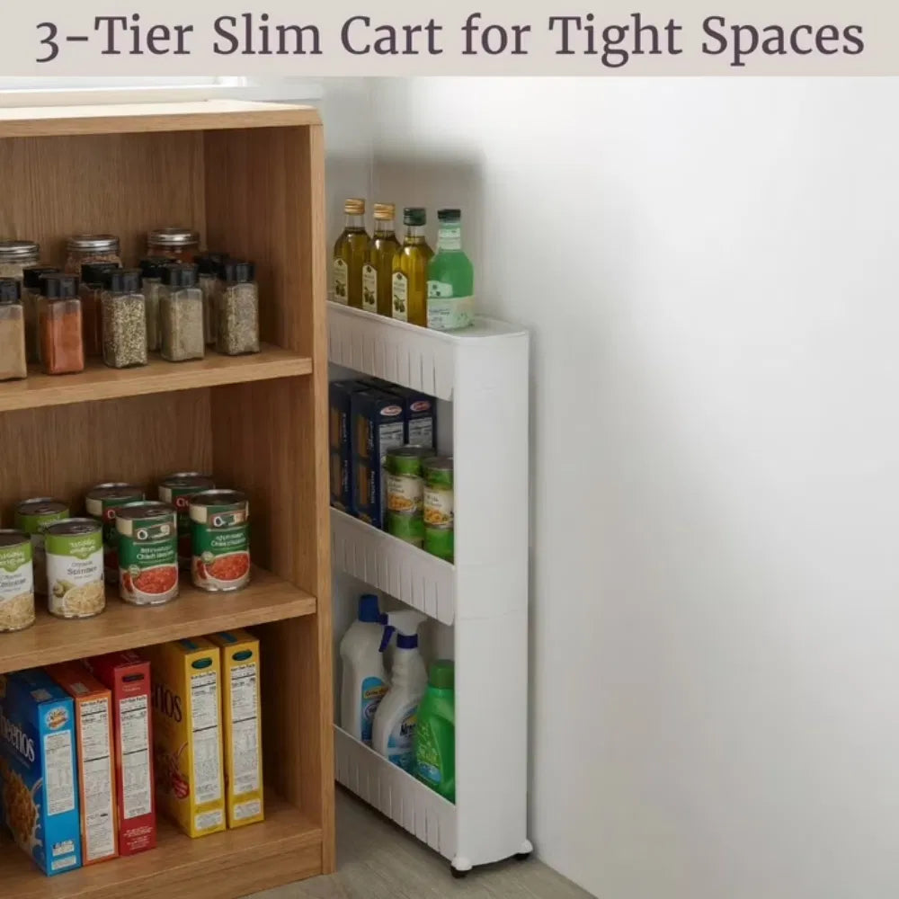 3-Tier Rolling Cart For Kitchens And Laundry Rooms