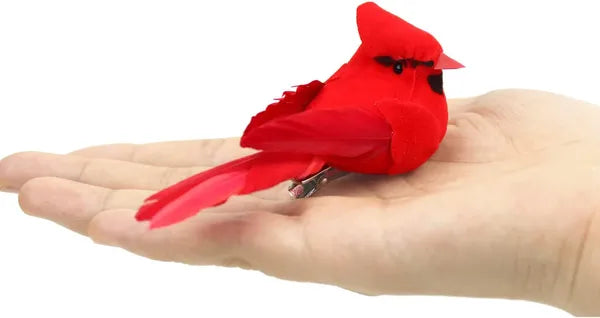 12 Pcs Cardinal Birds For Crafts, Mini Cardinal Clip On Christmas Tree