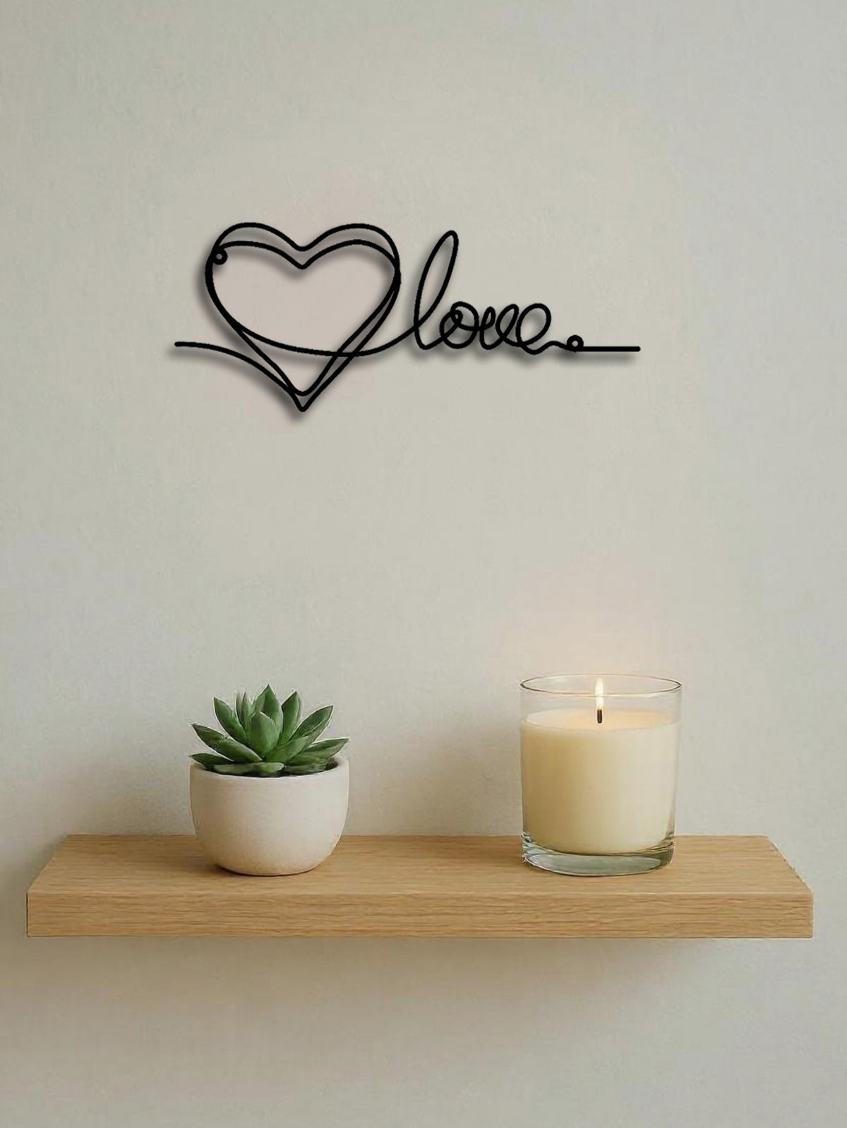 Metal Heart Love Shaped Wall Hanging Ornament Line Art Pendant Metal