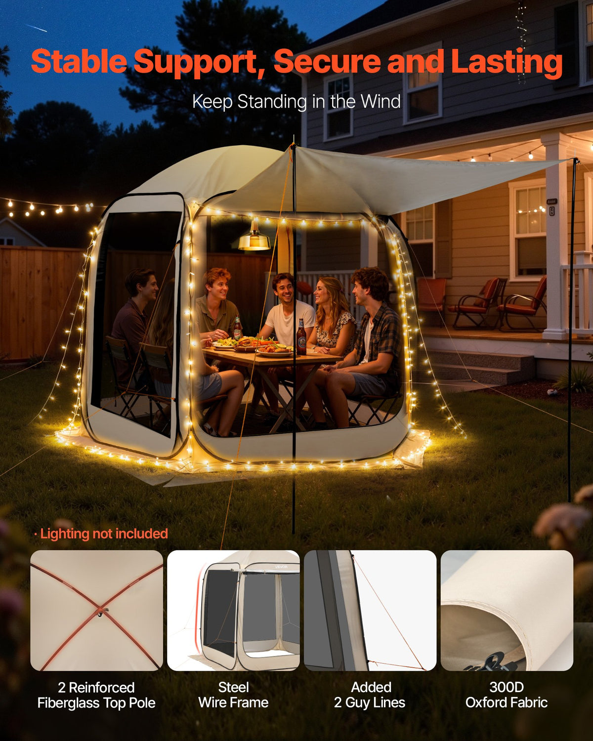 Screen House Tent, 6 X 6 Ft, 4-6 Person Pop Up Screen Tent