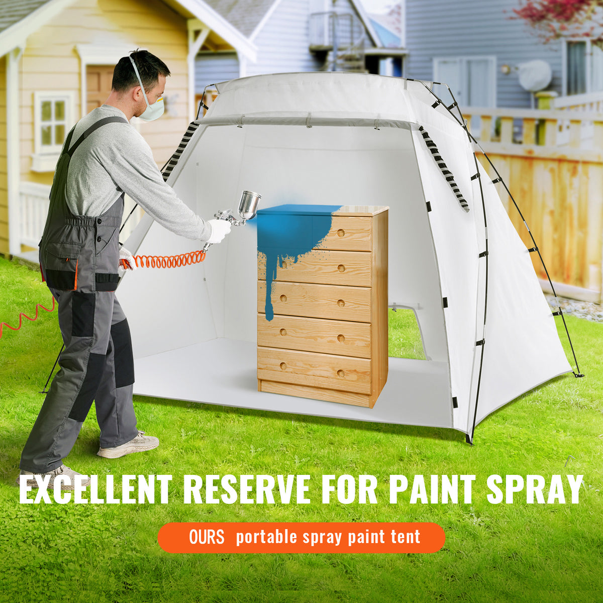 Vevor Portable Paint Booth, Larger Spray Paint Tent With Built-in Floor