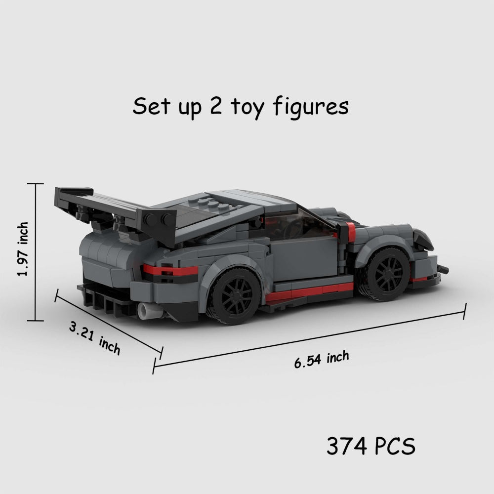 196PCS White Sports Car MOC Building Blocks For Porsche 911
