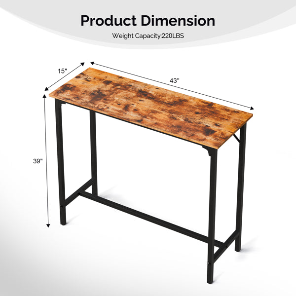 43-Inch Bar Table - 209 Lbs Capacity Pub Height Table With Durable MDF
